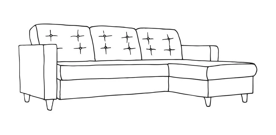 Sofa isolated on white background. Vector illustration in a sketch style. Stock Illustration