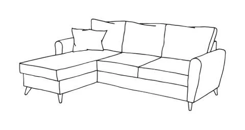 Sofa isolated on white background. Vector illustration in a sketch style. Stock Illustration
