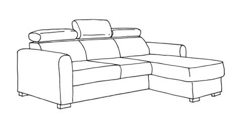 Sofa isolated on white background. Vector illustration in a sketch style. Stock Illustration