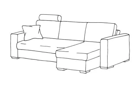 Sofa isolated on white background. Vector illustration in a sketch style. Stock Illustration