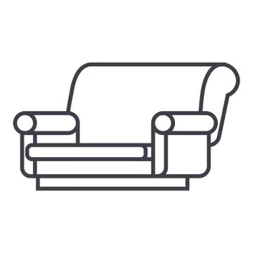 Sofa isometric vector line icon, sign, illustration on white background, edit Stock Illustration