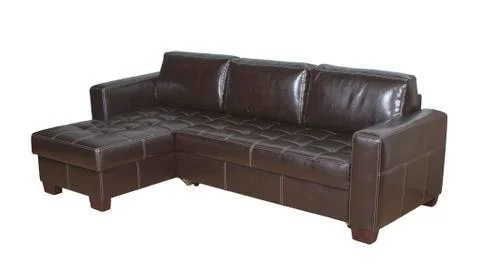The sofa is leather brown Stock Photos