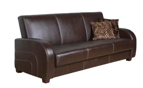 The sofa is leather brown Stock Photos