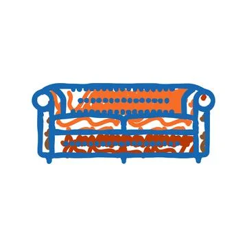 Sofa leather icon doodle illustration Stock Illustration