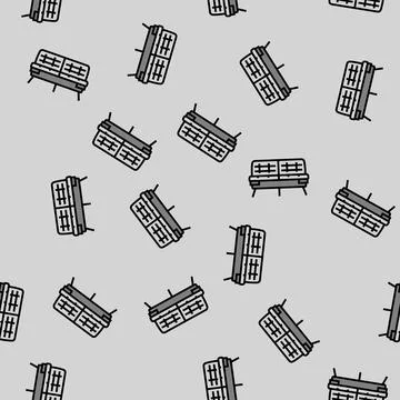Sofa living room vector seamless pattern Stock Illustration