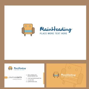 Sofa  Logo design with Tagline &amp; Front and Back Busienss Card Template. Vecto Stock Illustration