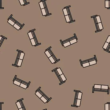 Sofa minimalistic stylish vector seamless pattern Illustrazione stock