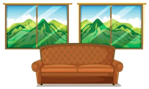 A sofa near the window Stock Illustration