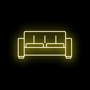 Sofa neon light icon glowing in darkness Stock-Illustration