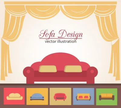 Sofa or couch design poster elements Illustrazione stock
