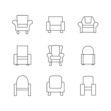 Sofa Outline Set 스톡 일러스트