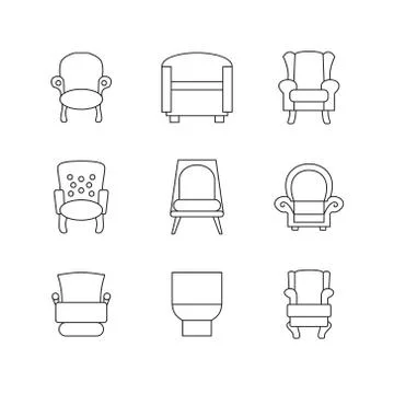Sofa Outline Set Stock Illustration