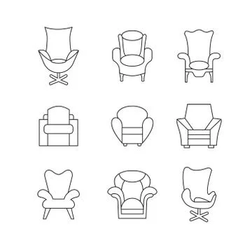 Sofa Outline Set 스톡 일러스트
