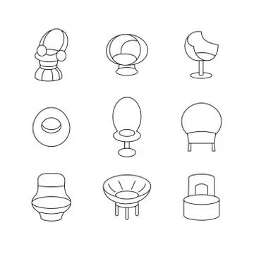 Sofa Outline Set 스톡 일러스트