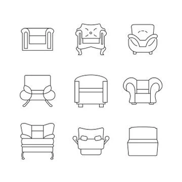 Sofa Outline Set Stock Illustration