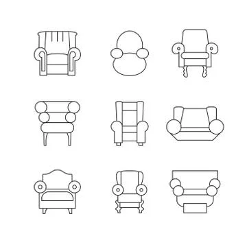Sofa Outline Set Stock Illustration
