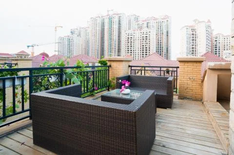 Sofa on patio Stock Photos