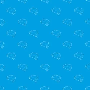 Sofa pattern seamless blue Stock Illustration