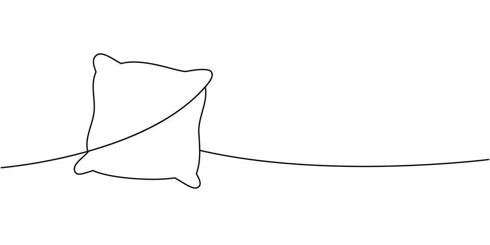 Sofa pillow one line continuous drawing. Orthopedic pillow. Vector illustration. Stock Illustration