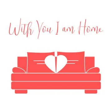 Sofa, pillows in heart shape Valentine's day Stock Illustration