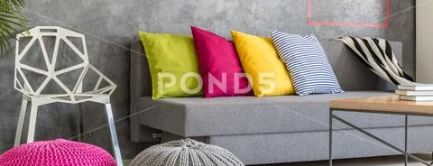 Sofa with pillows Stock Photos