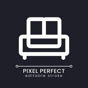 Sofa pixel perfect white linear ui icon for dark theme Illustrazione stock