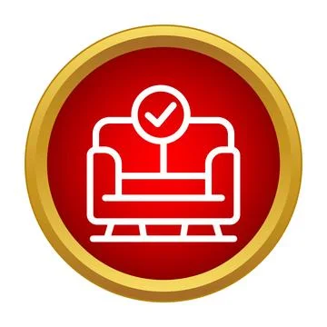 Sofa quality check mark icon selecting comfort Stock Illustration