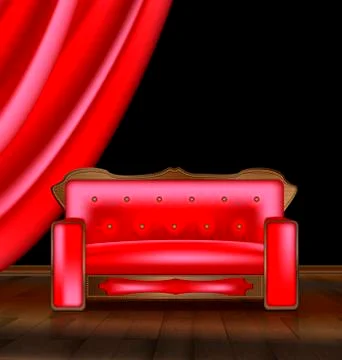 Sofa in the red room Stock Illustration