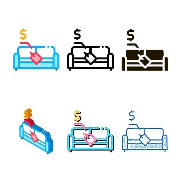 Sofa selling icon mix vector outline Ilustración de archivo
