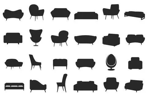 Sofa silhouettes 스톡 일러스트