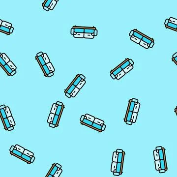 Sofa soft cozy vector seamless pattern 스톡 일러스트