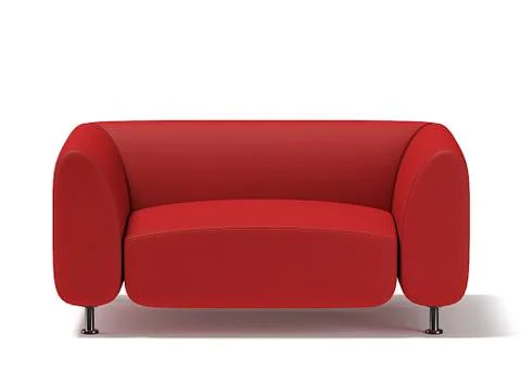 The sofa is soft red . 3D rendering. Stock Illustration