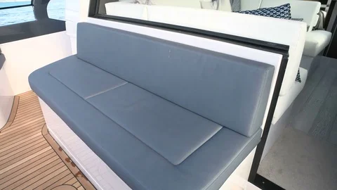 Sofa at the stern of a yacht Stock Footage 72299308