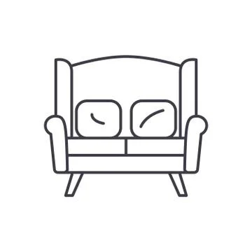 Sofa for two line icon concept. Sofa for two vector linear illustration, symbol Ilustração Stock