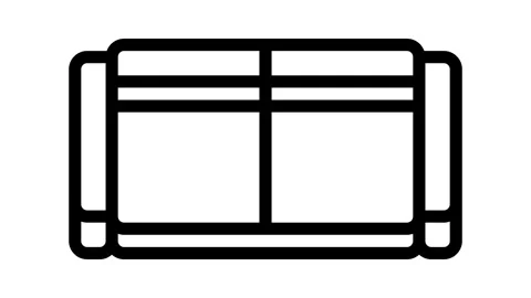 Sofa two sections top view line icon animation Stock Footage 326135833