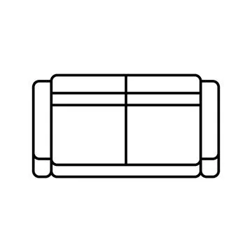 Sofa two sections top view line icon vector illustration Stock Illustration
