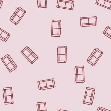 Sofa two sections top view line seamless pattern Stock Illustration