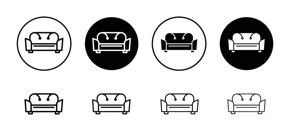 Sofa vector icon set collection. Sofa Outline flat Icon. Stock Illustration