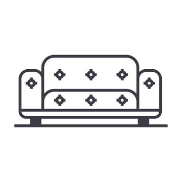 Sofa vector line icon, sign, illustration on background, editable strokes Stock Illustration