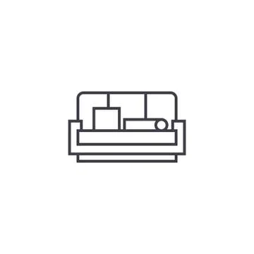 Sofa vector line icon, sign, illustration on background, editable strokes Stock Illustration