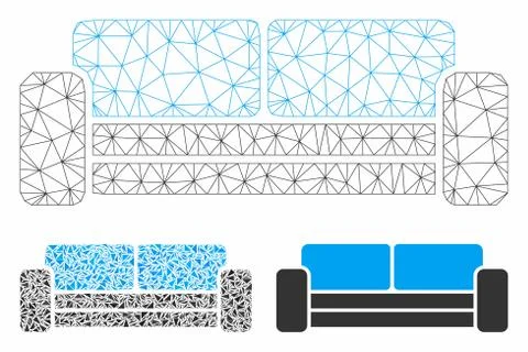 Sofa Vector Mesh Network Model and Triangle Mosaic Icon Stock Illustration