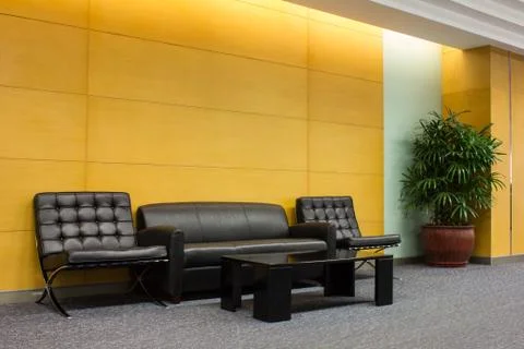 The sofa which is put in modern buildin Stock Photos