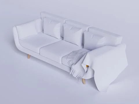 Sofa white realistic color texture Stock Illustration