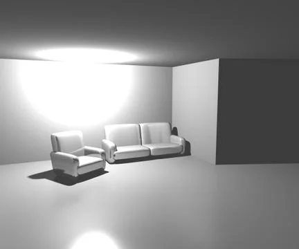 Sofa in white room background Stock Illustration