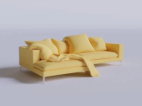 Sofa yellow color rendering 3D Illustrazione stock