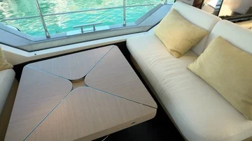 Sofas and coffee table in the salon of a yacht. Stock Footage 85556160