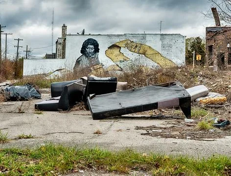 Sofas And Mural In Detroit Stock Photos