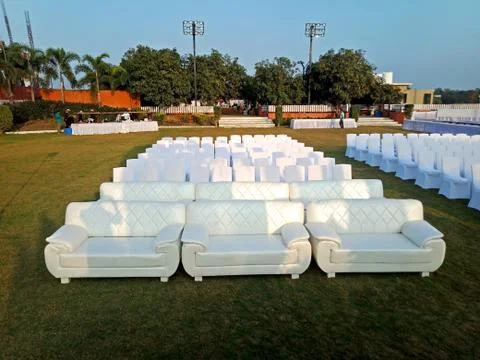 Sofa's arrange in wedding event Stock Photos