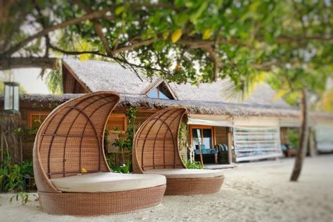 Sofas on the beach Stock Photos