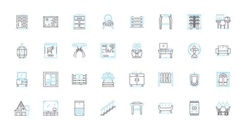 Sofas linear icons set. Plush, Comfortable, Cozy, Leather, Reclining, Sectional Stock Illustration